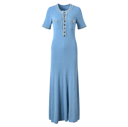 Short Sleeves Knitted Maxi Dress