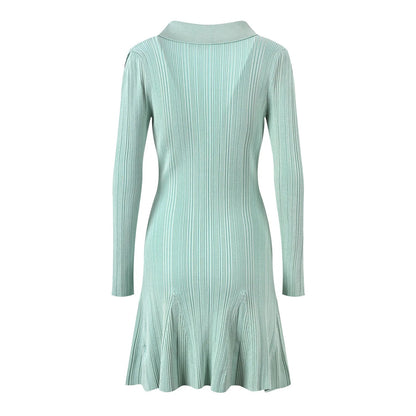 Lady Solid A Line Long Sleeve Dress