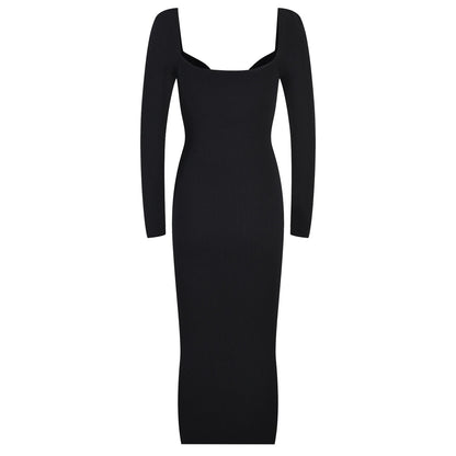 Long Sleeve Slim Fitted Midi Dress