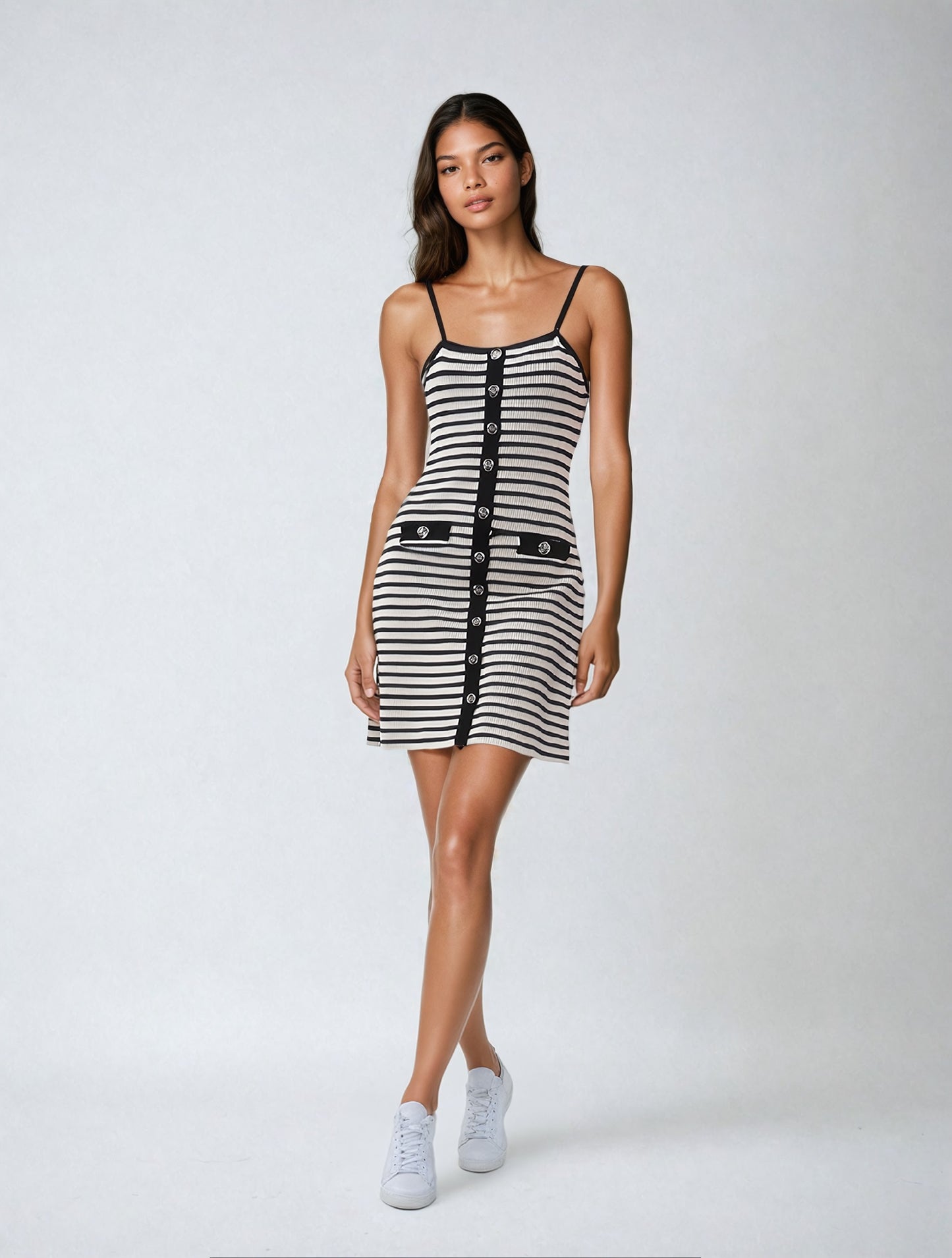 Striped Sleeveless Short Slip Dress