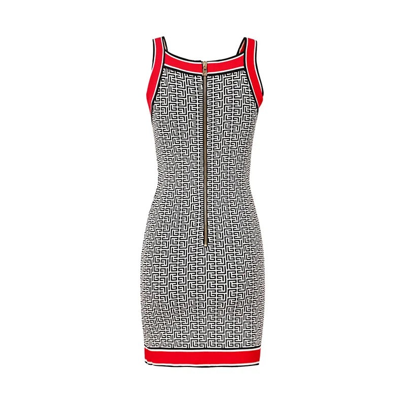 Sleeveless Colorblock Mini Knitted Dress