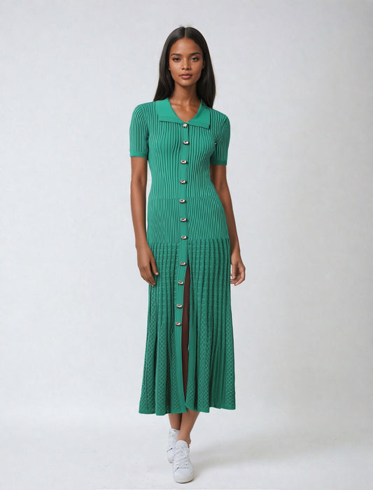 French Style Polo Neck Maxi Dress