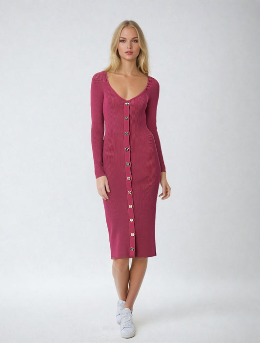 Long Sleeve Slim Fitted Dress